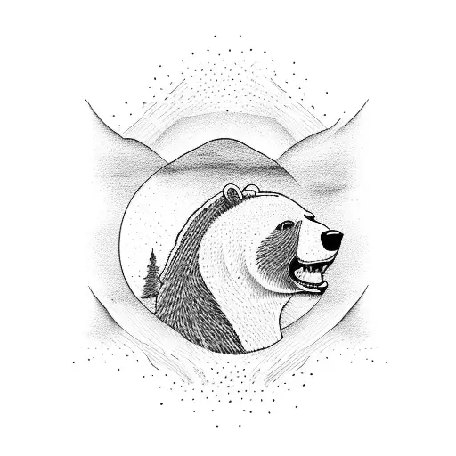 Woods Fade To Beach Withing Outline Of A Bear