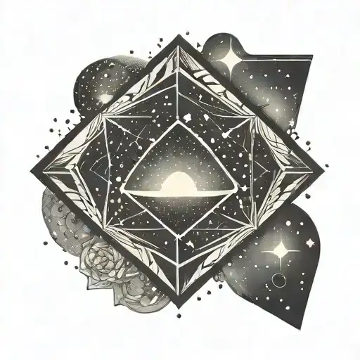 Diamond Gem Surrounded By Stary Night Sky