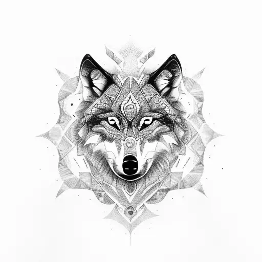 Wolf With Kaleidoscopic Patterns