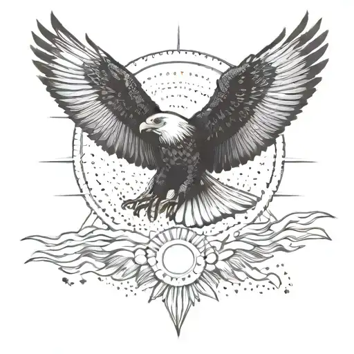 Eagle Flying With Sun Shining Behind It