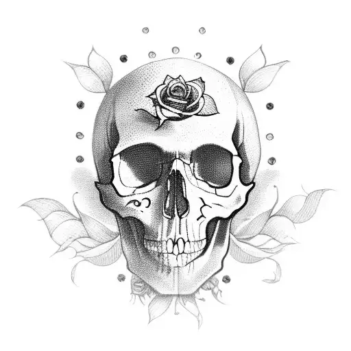 Skull With Roses And Tribals