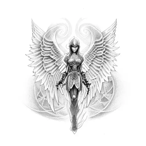 One Of The Angels From Diablos Wings Wrapped Around A Symbol Of Family