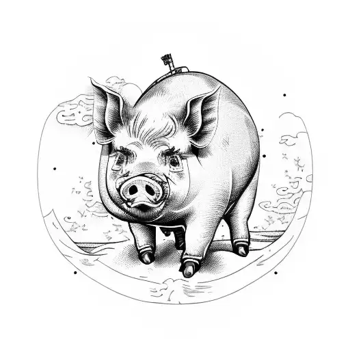 Drunk Pig Hawaiian Shirt On Inner Tube