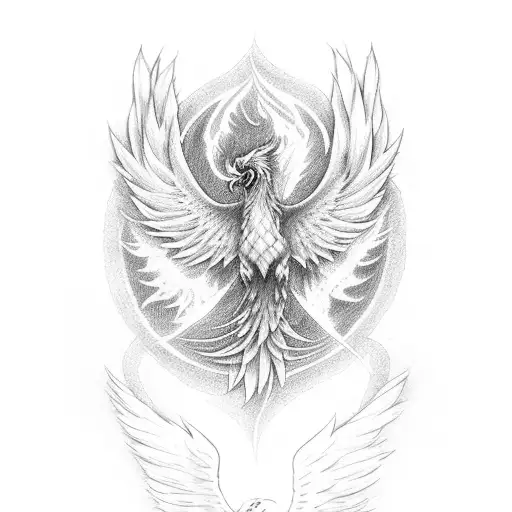 Phoenix Flying Up Out Of Flames