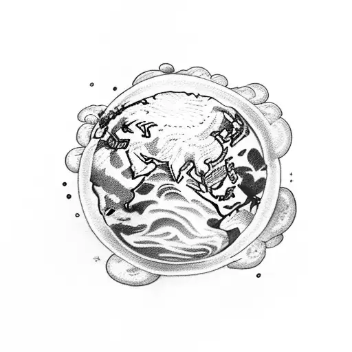 Half A Earth Hidden In Clouds Cross With Cardinal Sitting On It