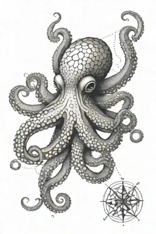 Octopus And Geometry Tattoo Design
