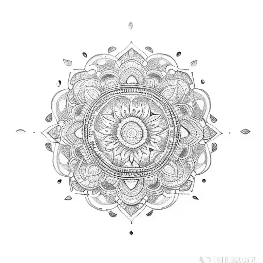 A Dotwork Tattoo Of An Indian Mandala With Hidden Turtle Motifs
