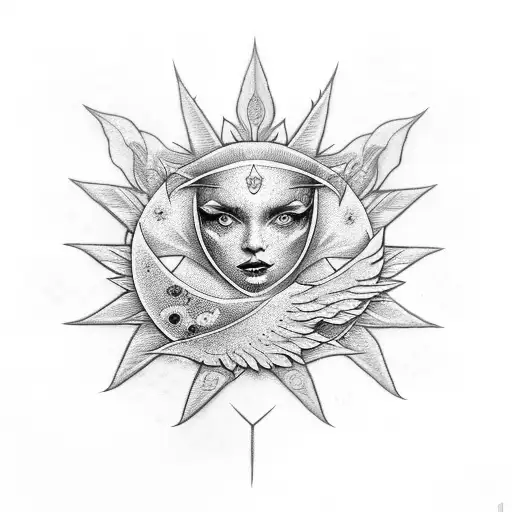 Wings Flowers Moon Star Leaves