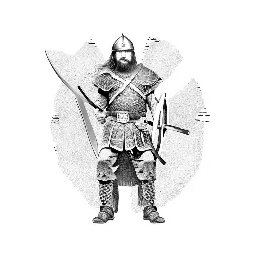 Viking Warrior And Maiden With A Desert And Mountain Backdrop