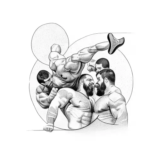 Greek Wrestlers With The Word Brother In The Middle