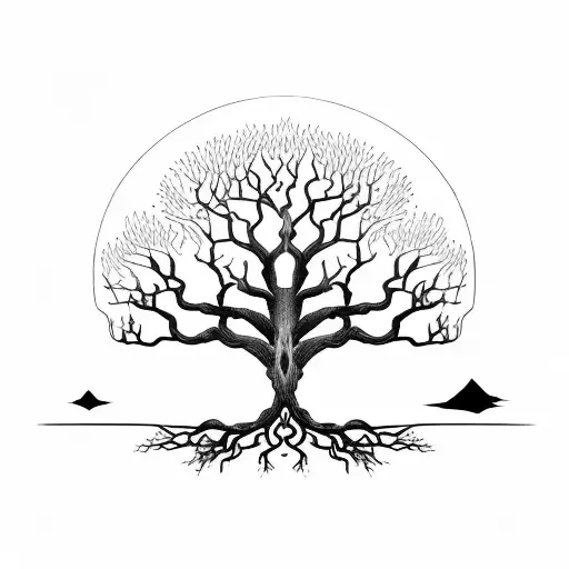 Oak Tree With Roots That Are Electronic Circuits