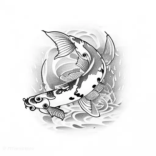 Rotating Koi Fish In Water