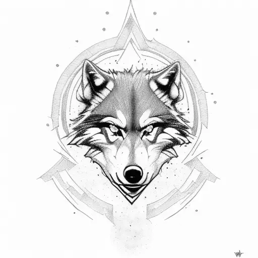 Wolfpack Family With Father Protecting His Pack For A Shoulder And Chest Of A Man