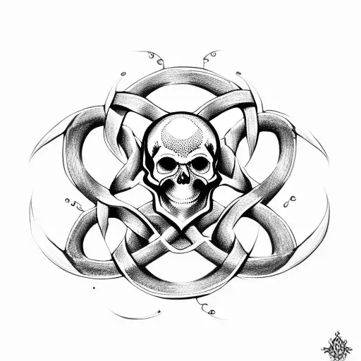 Celtic Knot Rose Vine Skull
