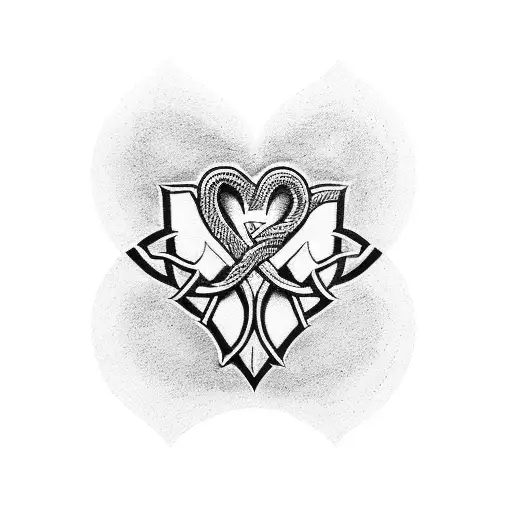 A Dotwork Tattoo Of A Paramedic Symbol Intertwined With A Heart Symbolizing Love And Family