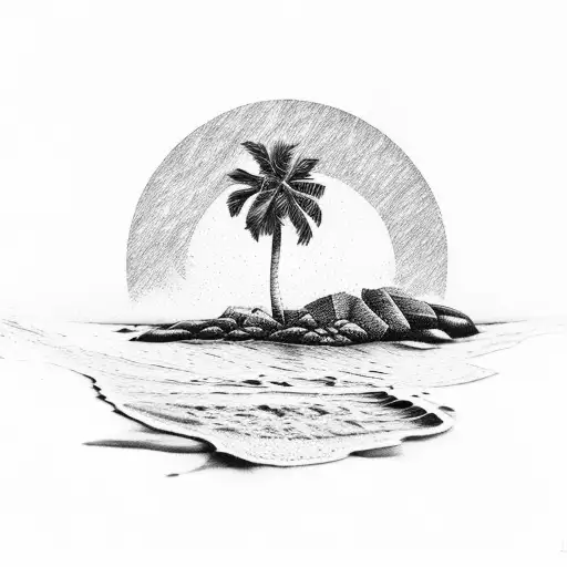 Palm Tree And Beach And Sun