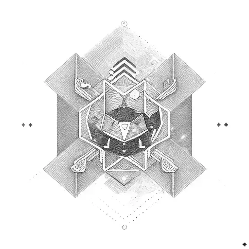 A Minimalist Representation Of A Data Engineer's Tools With The Gemini Symbol Hidden Within