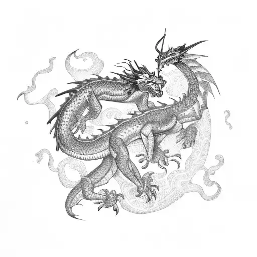 Two Dragon Flying Up