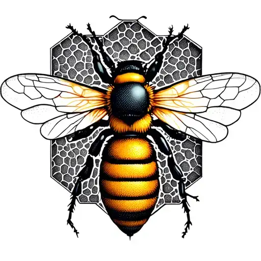Serotonin And Dopamine Chemical Structures In A Honeycomb With Bee
