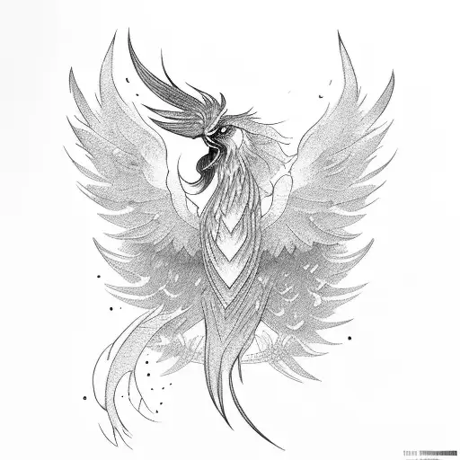 Minimalistic Phoenix Black And White