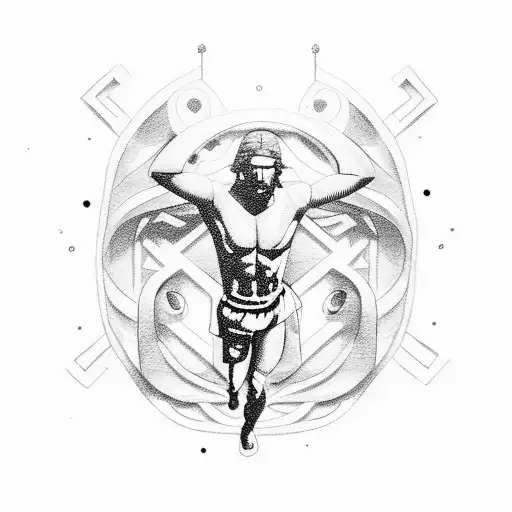 A Boxing Ring Surrounded By Statues Of Greek Gods