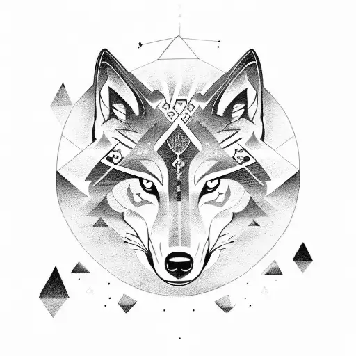 Wolf And Nordic Runes