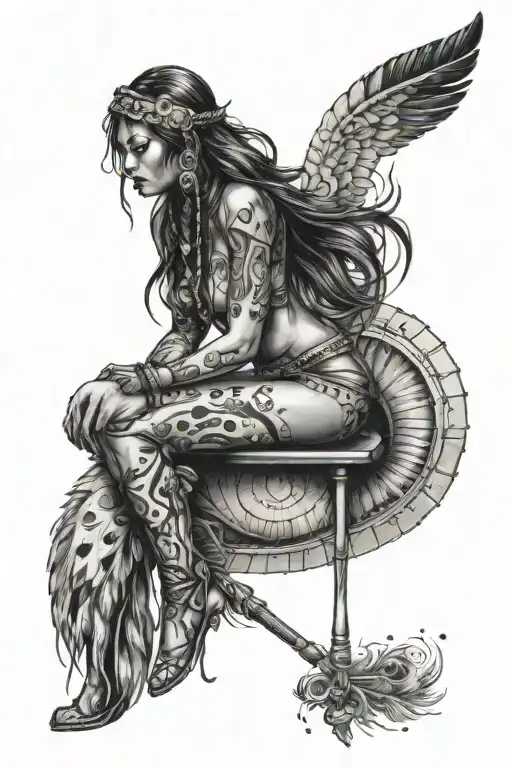 Western Native American Pinup Girl Full Body