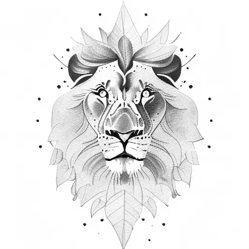 Lion Inside A Leaf