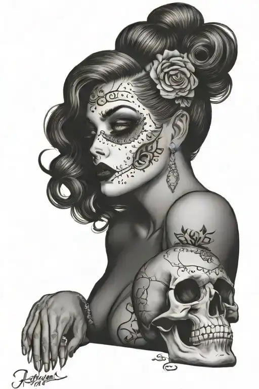 Pinup Girl Goth Skull