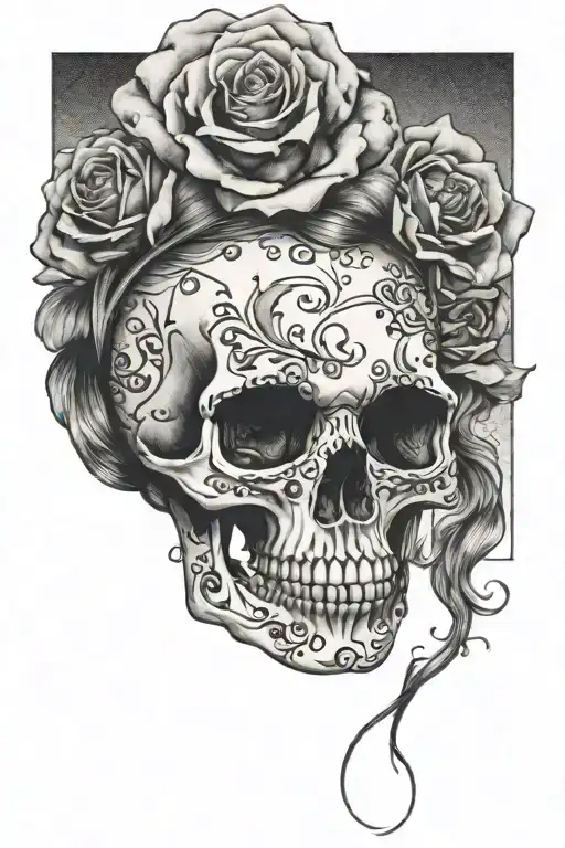 Pinup Girl Goth Skull