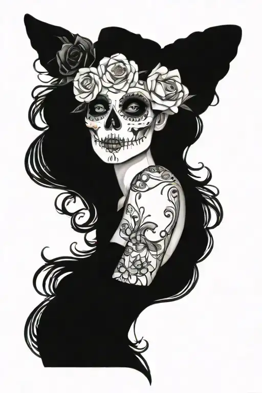 Pinup Girl Goth Skull