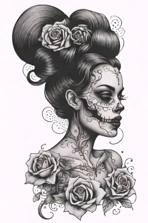 Pinup Girl Goth Skull