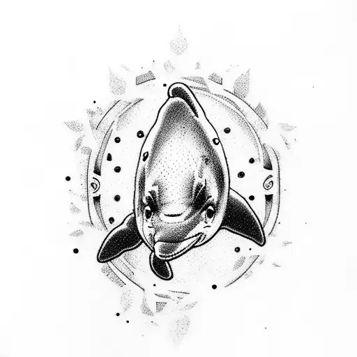 Dolphin Sorrounded By Something Tribal