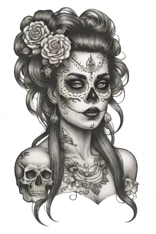 Pinup Girl Goth Skull