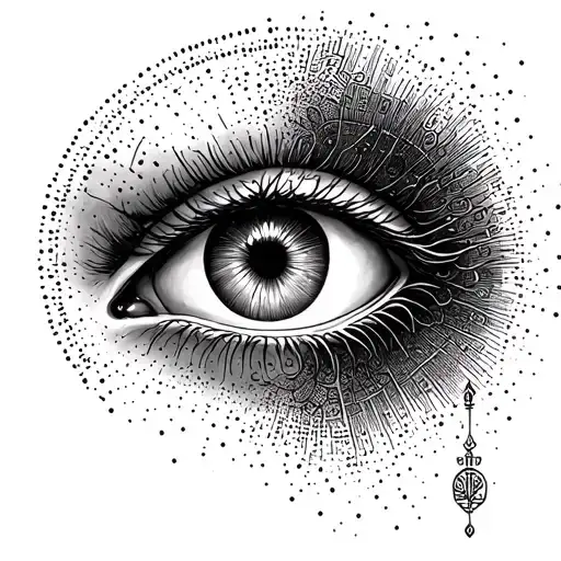 Isis Goddes With Egyptian Eye Above Realistic Fine Line