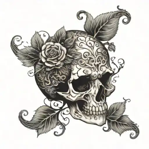 Vines On Skull With Angelic Symbols