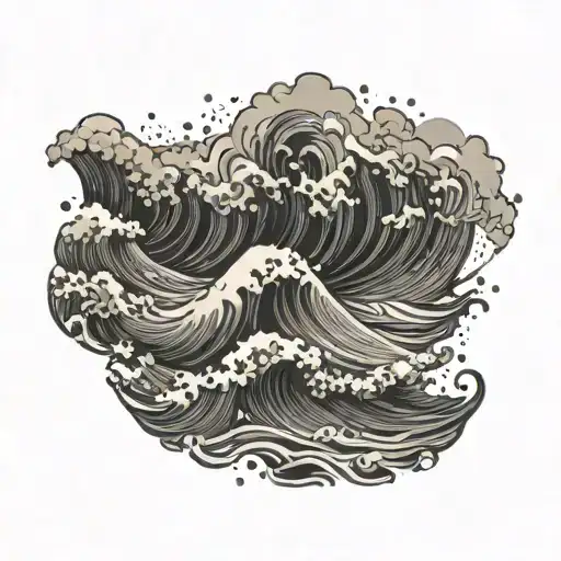 An Abstract Representation Of The Ocean Waves Crashing On The Shore