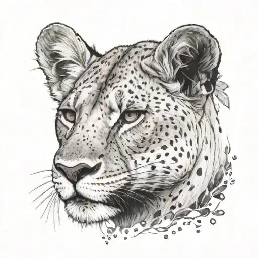 Female Lioness With Horns Emerging