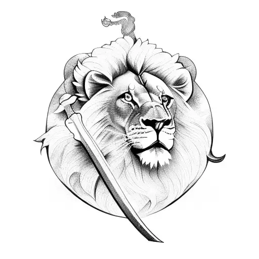 Lion With Axe And Sun