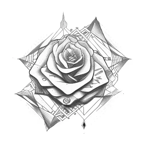 Dollar Rose With Compass And Cards