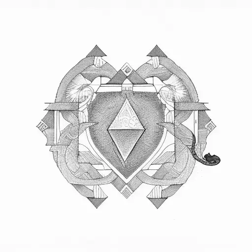 Ouroborus Tetris Inspired Black And White