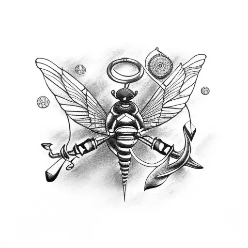 Crane On A Anchor With A Wasp On It