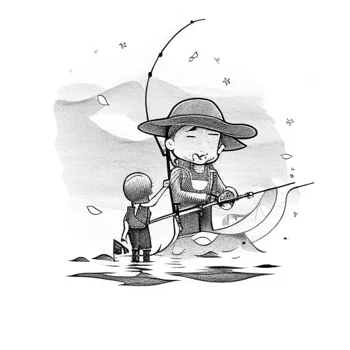 Man Fishing With A 4 Year Old Girl And 2 Year Old Son