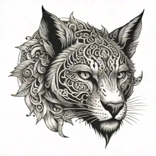 A Sketch Style Tattoo Of A Jealous Animal With Ornamental Details