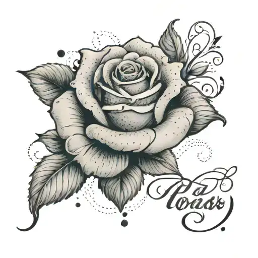An Intricate Design Combining Roses And Elegant Cursive Lettering