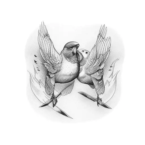 Three Birds Flying On Ribs Male