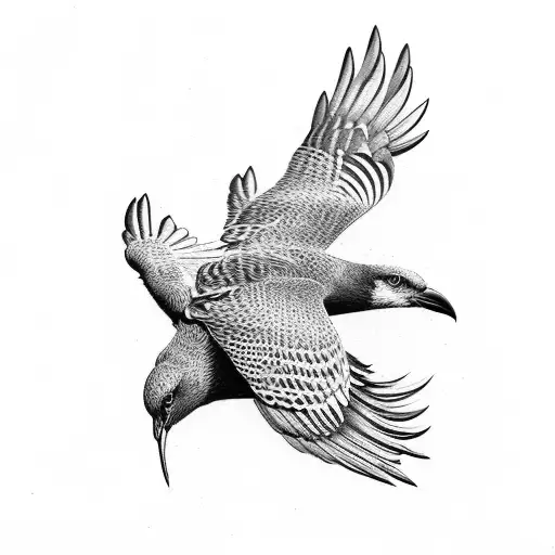 Three Birds Flying On Ribs Male