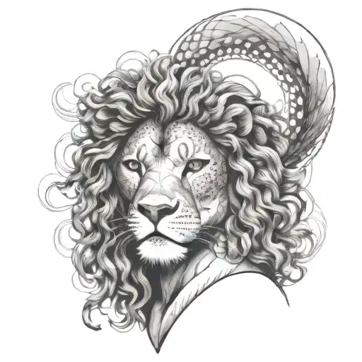 A Woman With Curly Hair Transforming Into A Fierce Lion
