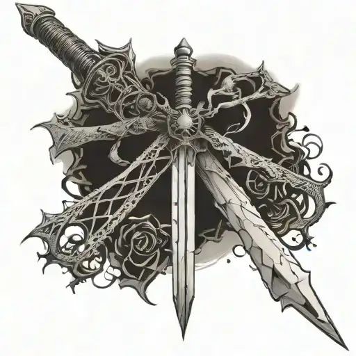 Sword With Spider Hanging On By Spierweb