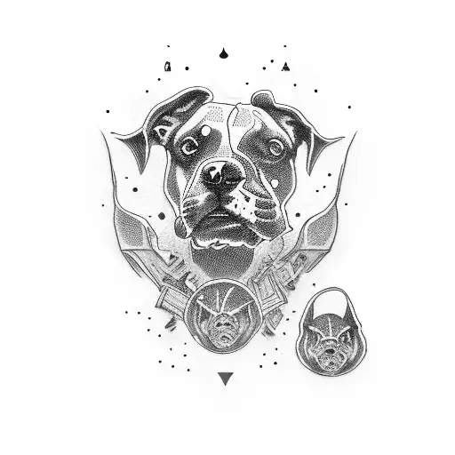 Small Ace Of Spades And Pit Bull Head Combined